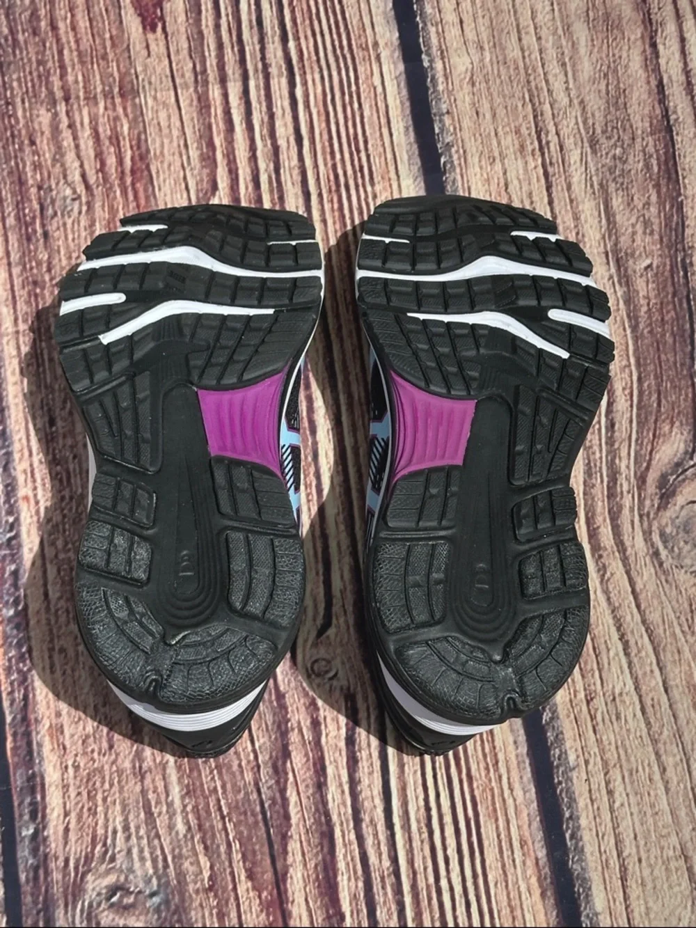 ASICS Women's Black with baby blue & Purple Athletic Running Shoes - Picture 5 of 8